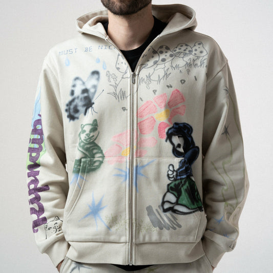 Goosebumps Zip Hoodie (Bone) - Ripndip