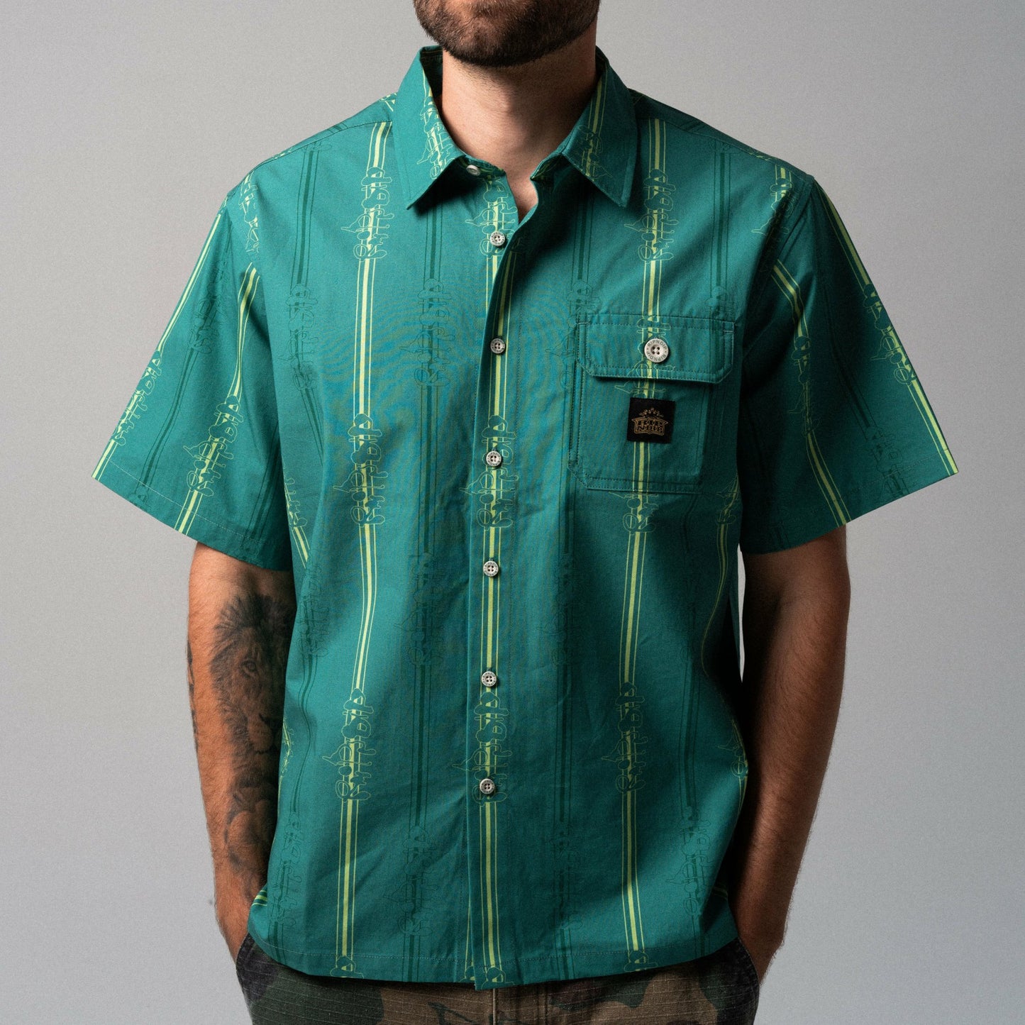 Melted Striped Button Up (Teal) - Ripndip