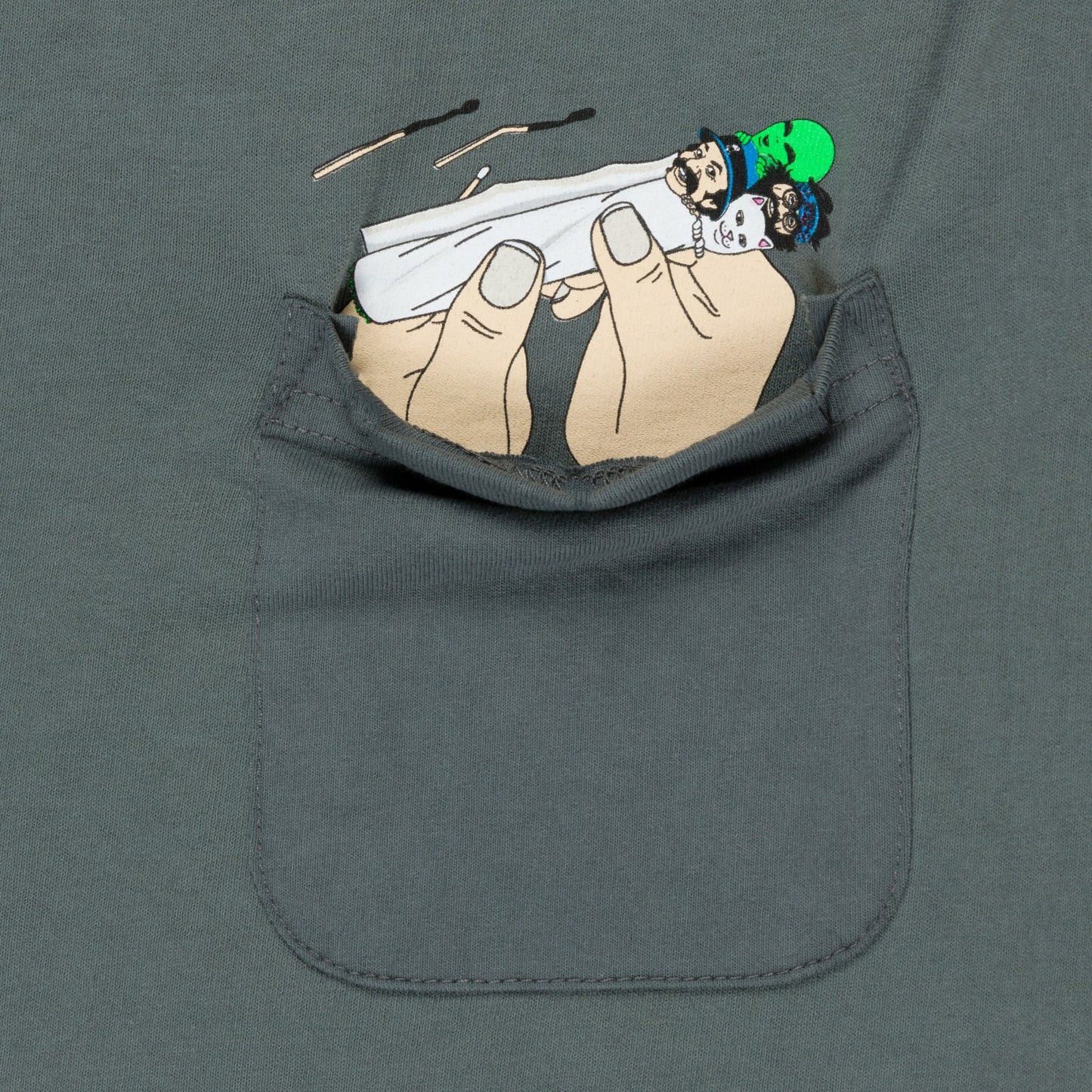 Roll Me Up Pocket Tee (Charcoal) - Ripndip