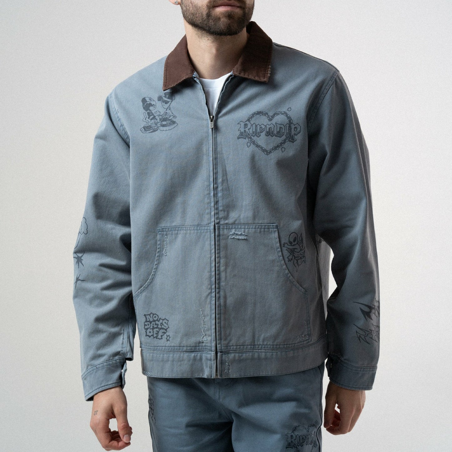 Westside Zip Up Work Jacket (Slate) - Ripndip