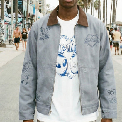 Westside Zip Up Work Jacket (Slate) - Ripndip