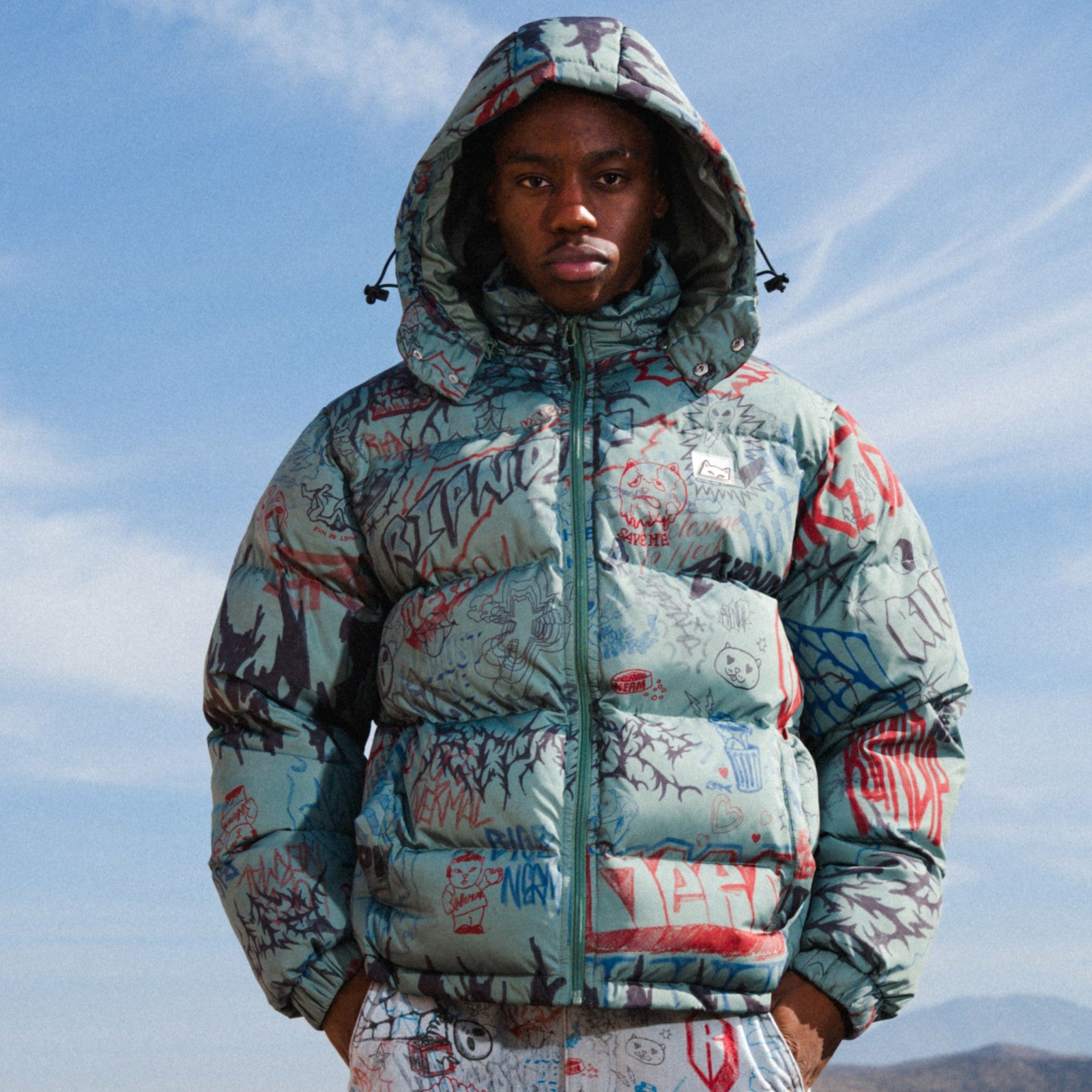 Marker Puffer Jacket (Olive) - Ripndip