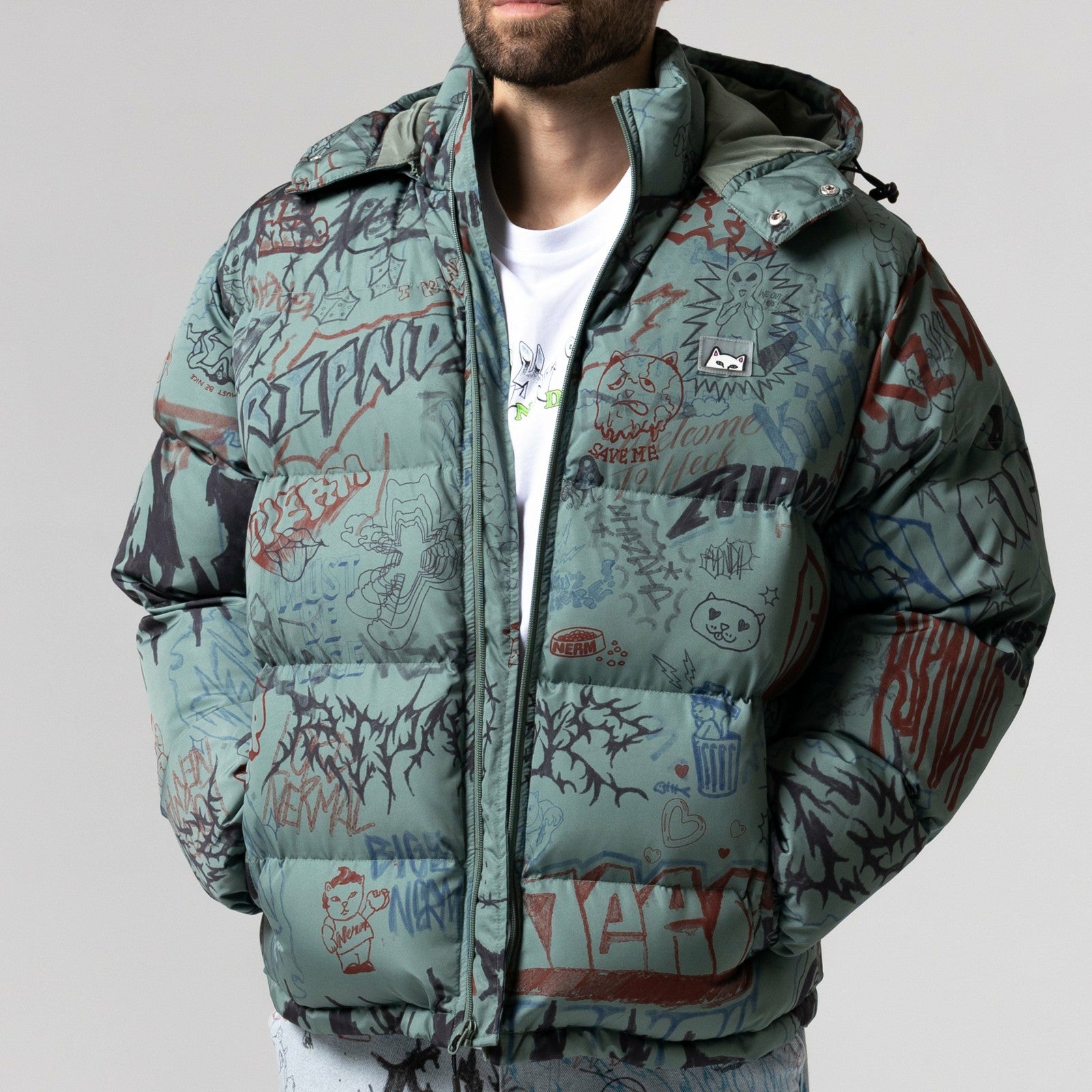 Marker Puffer Jacket (Olive) - Ripndip