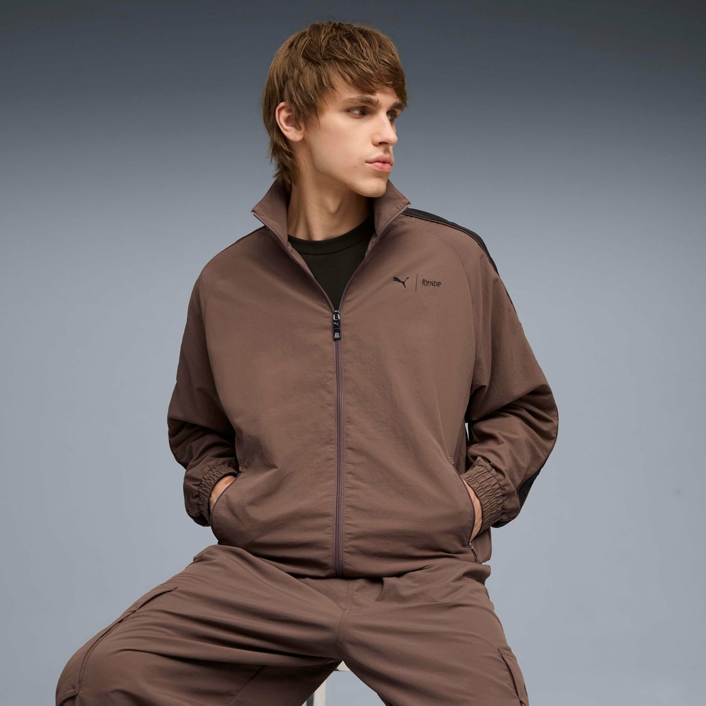 PUMA X RIPNDIP T7 Oversized Track Jacket (Flat Bronze) - Ripndip