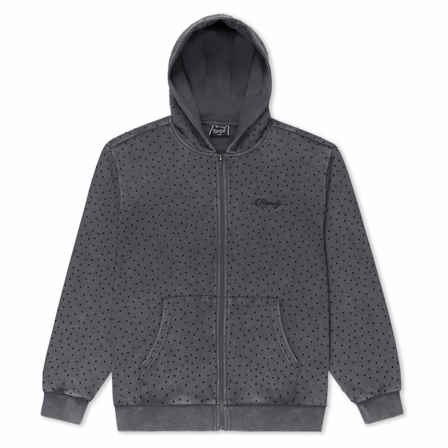 RIPNGEMS Zip Up Hoodie (Charcoal Wash) - Ripndip