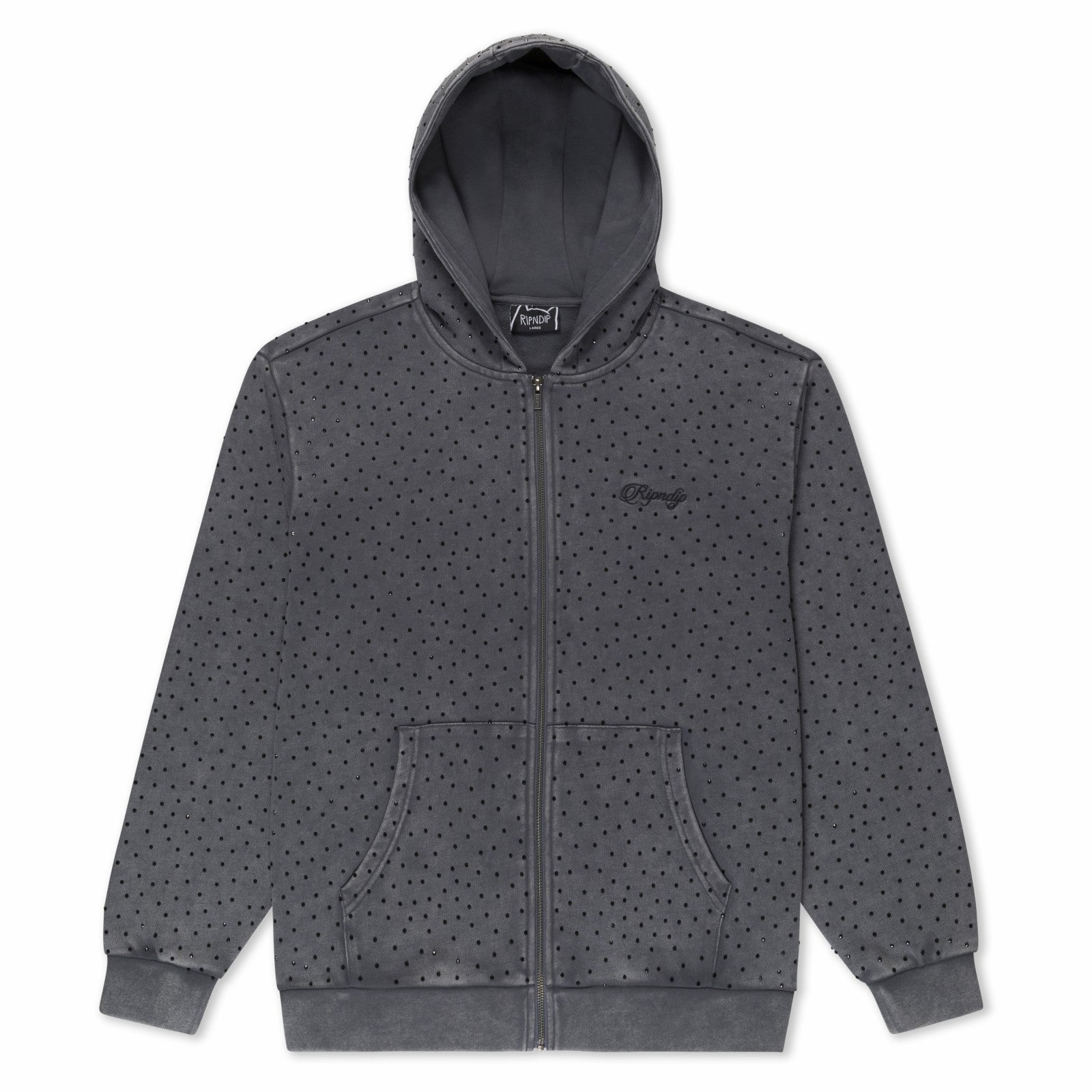 RIPNGEMS Zip Up Hoodie (Charcoal Wash) - Ripndip