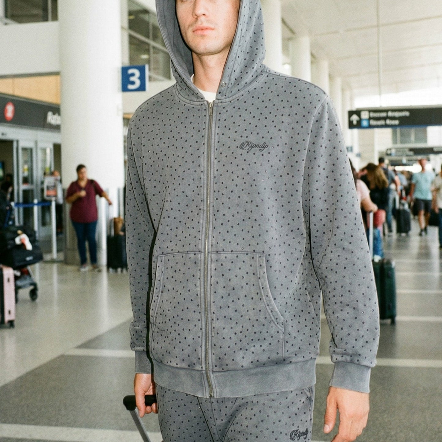 RIPNGEMS Zip Up Hoodie (Charcoal Wash) - Ripndip