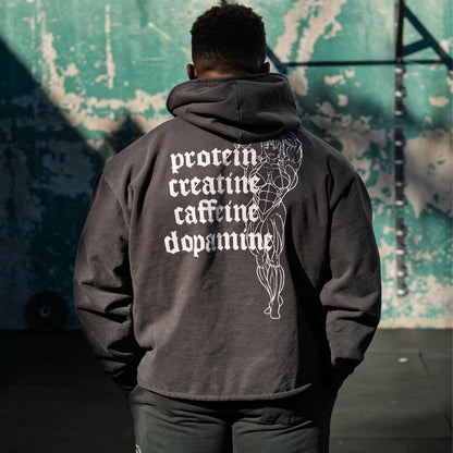 Protein Boxy Cropped 500GSM Hoodie (Gunmetal) - Ripndip