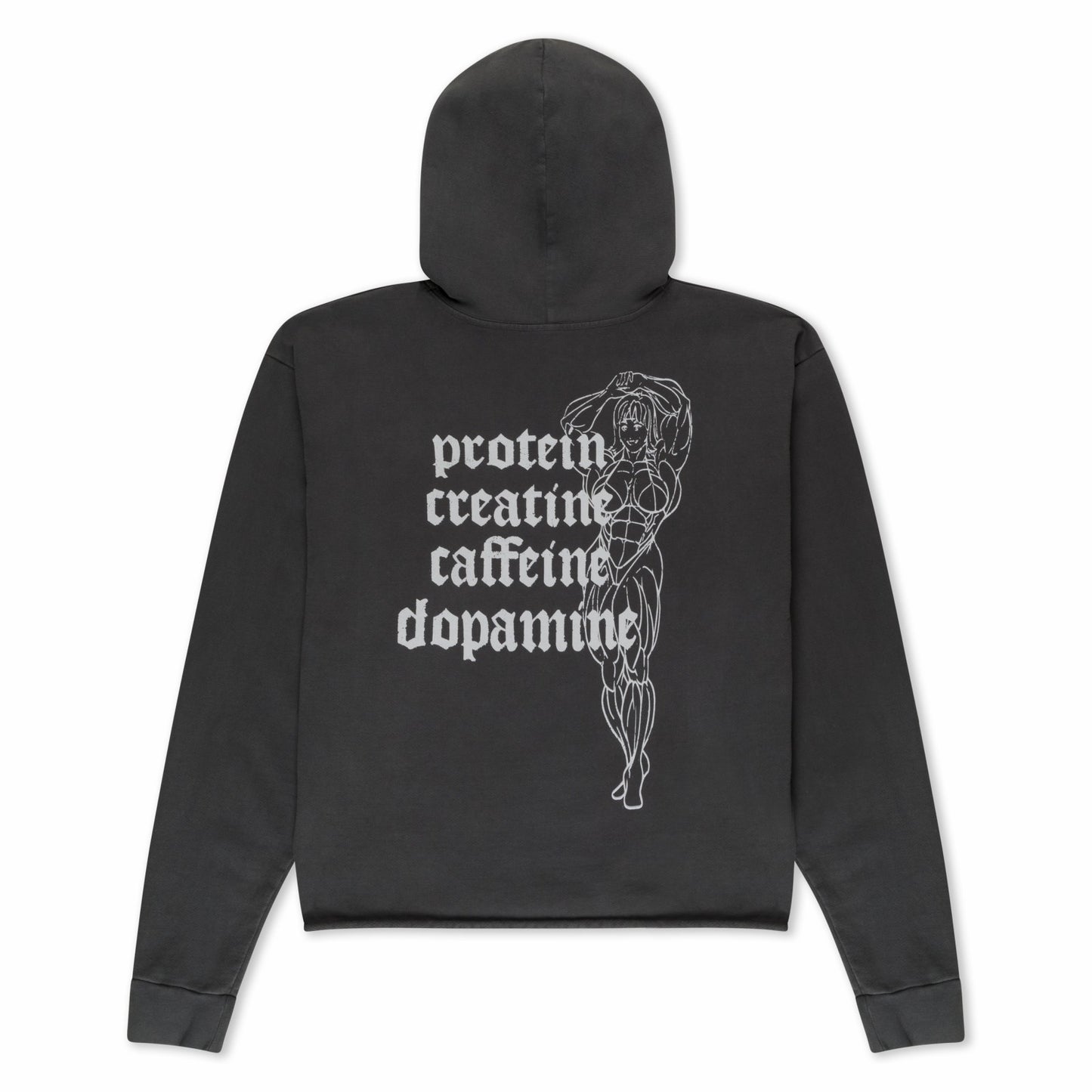 Protein Boxy Cropped 500GSM Hoodie (Gunmetal) - Ripndip
