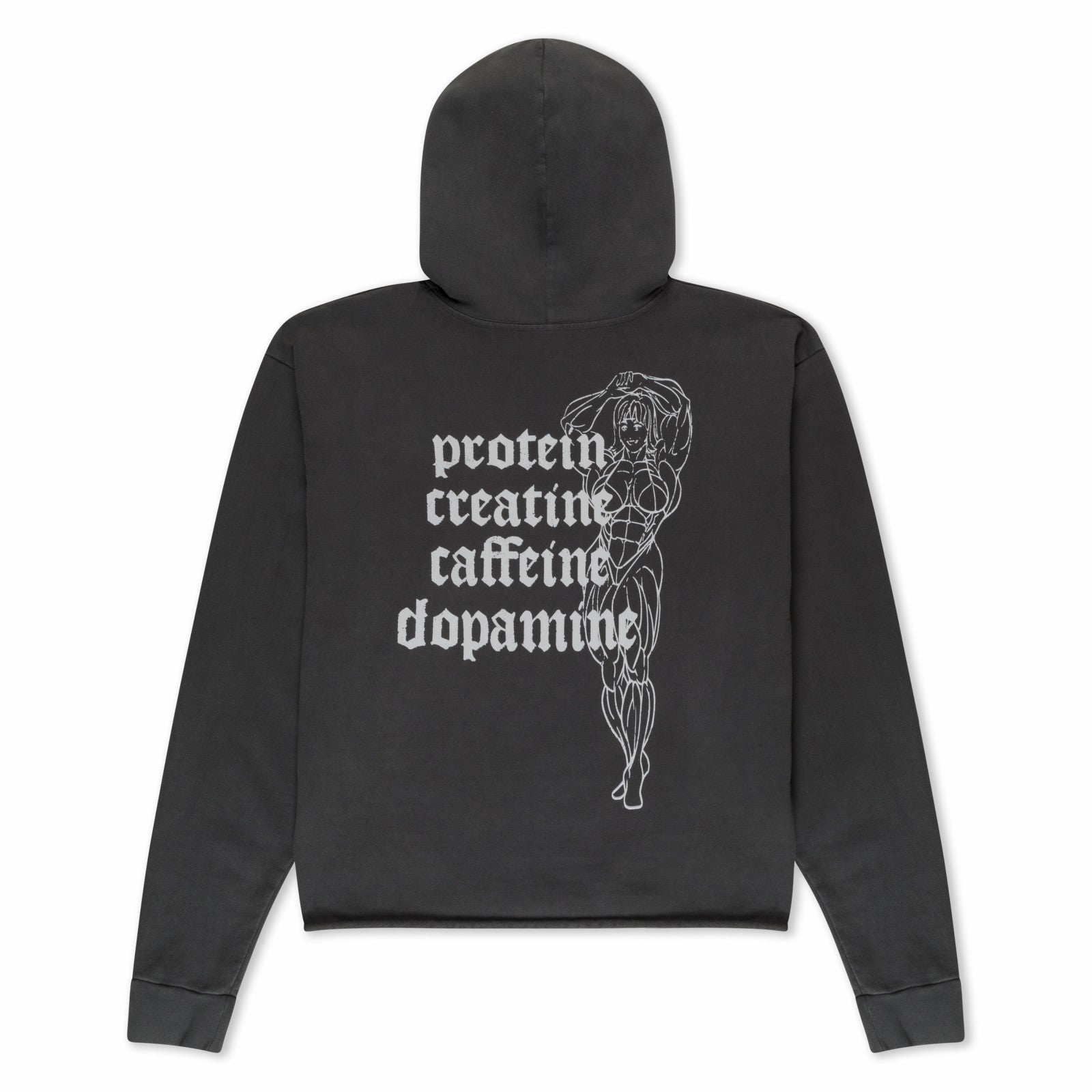 Protein Boxy Cropped 500GSM Hoodie (Gunmetal) - Ripndip