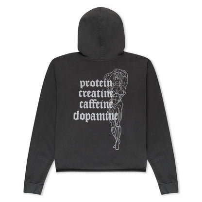 Protein Boxy Cropped 500GSM Hoodie (Gunmetal) - Ripndip