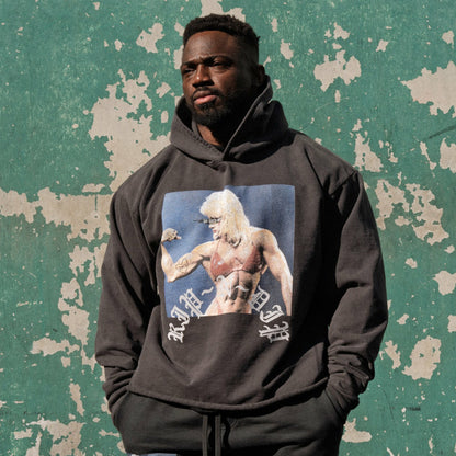 Protein Boxy Cropped 500GSM Hoodie (Gunmetal) - Ripndip