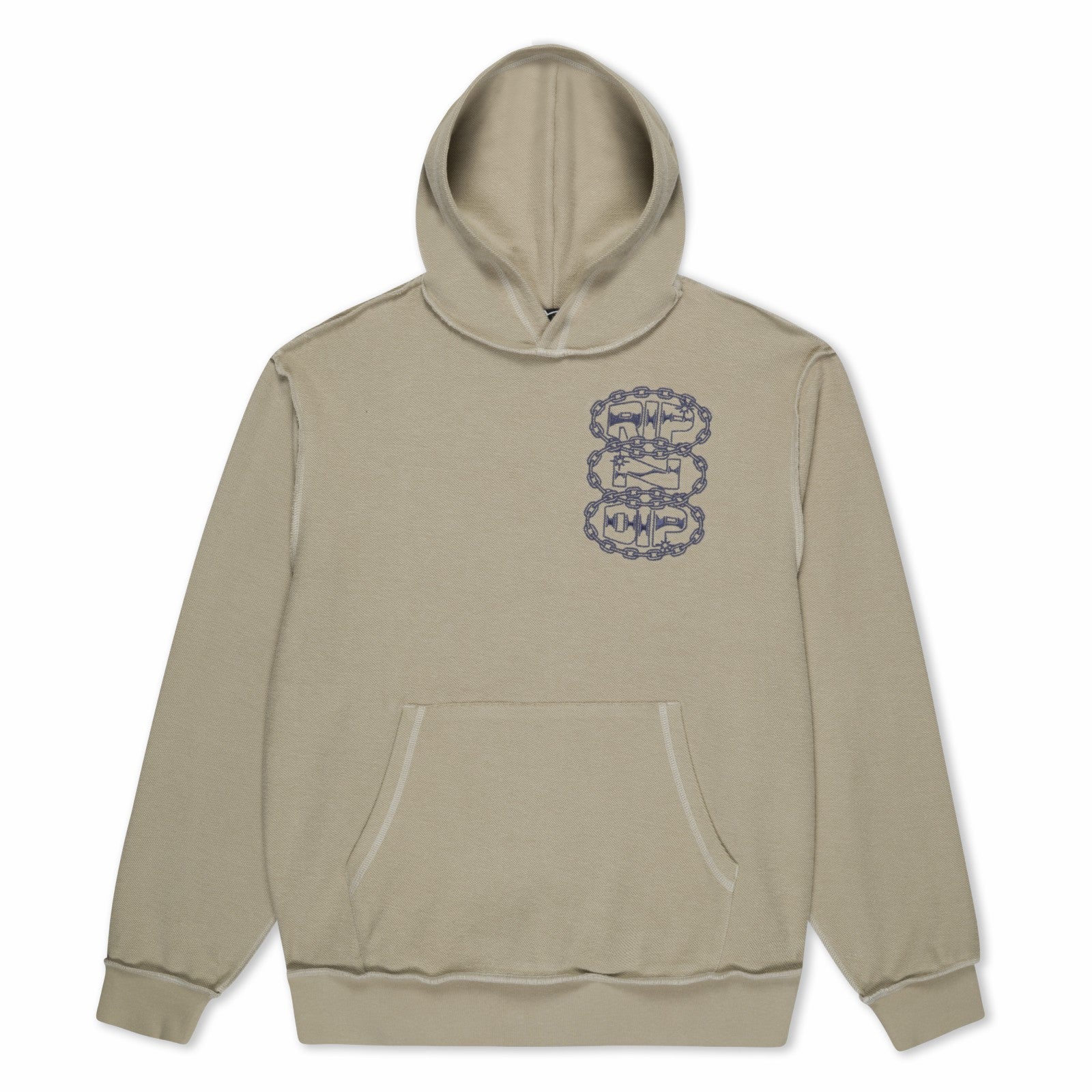 Linked Up Reverse Stitched Hoodie (Khaki) - Ripndip