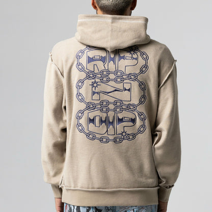 Linked Up Reverse Stitched Hoodie (Khaki) - Ripndip