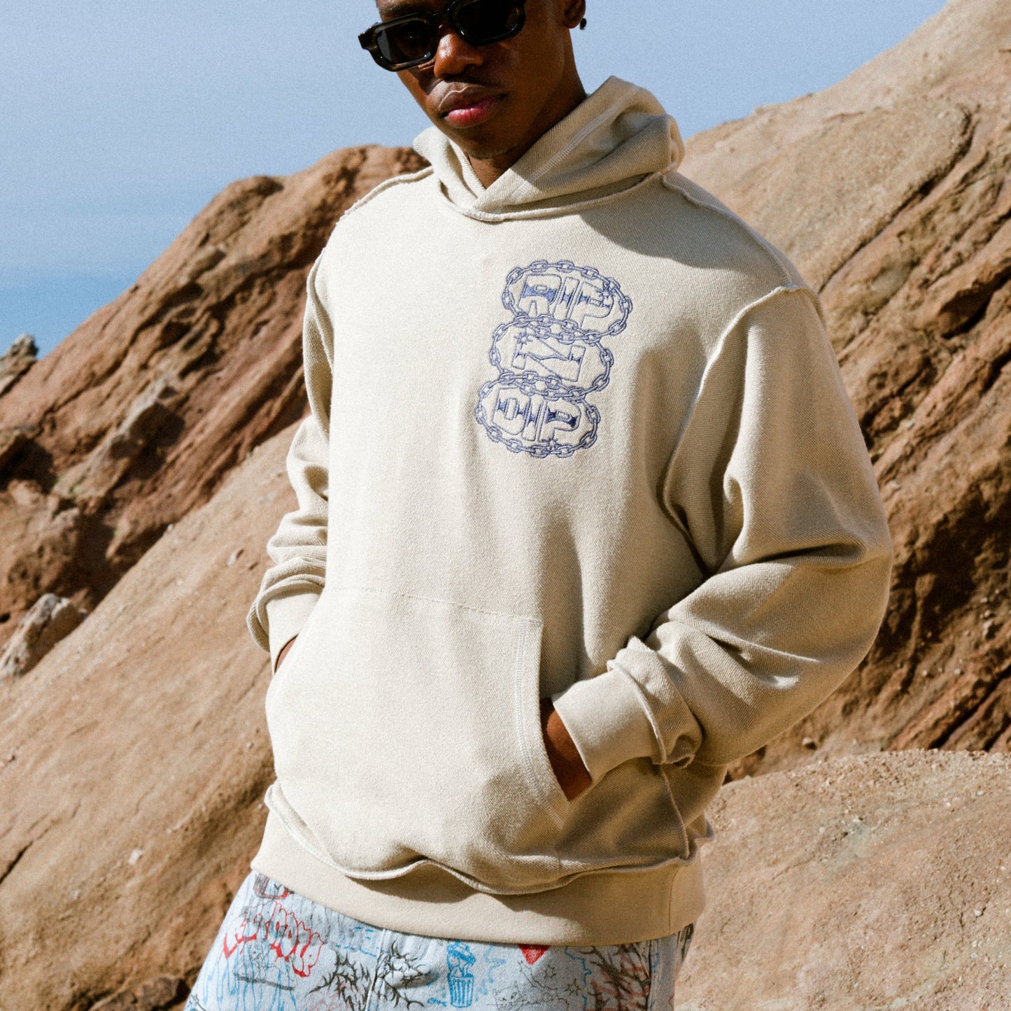 Linked Up Reverse Stitched Hoodie (Khaki) - Ripndip