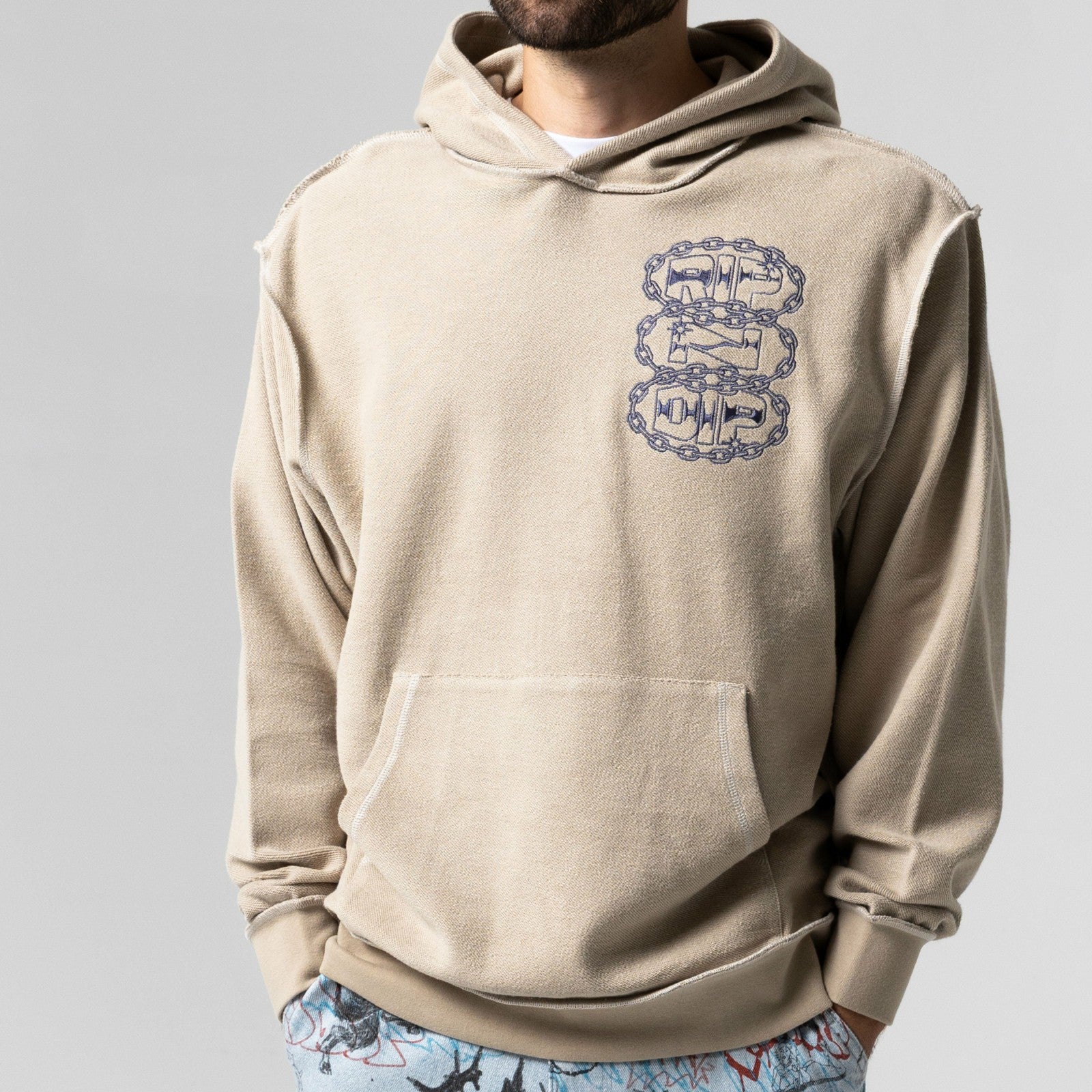 Linked Up Reverse Stitched Hoodie (Khaki) - Ripndip