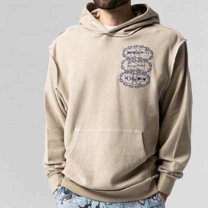 Linked Up Reverse Stitched Hoodie (Khaki) - Ripndip