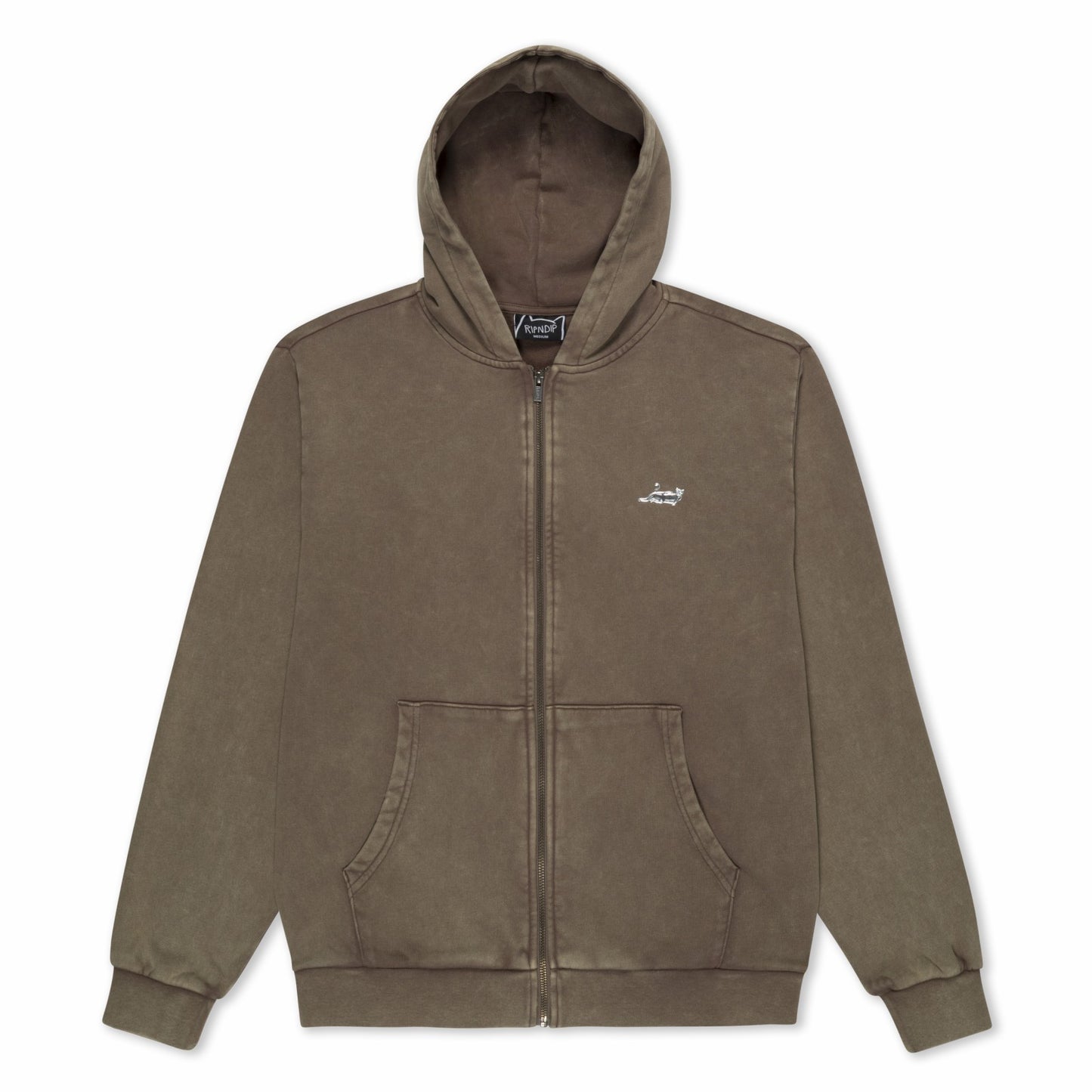 Castanza Zip Up Hoodie (Brown Vintage Wash) - Ripndip