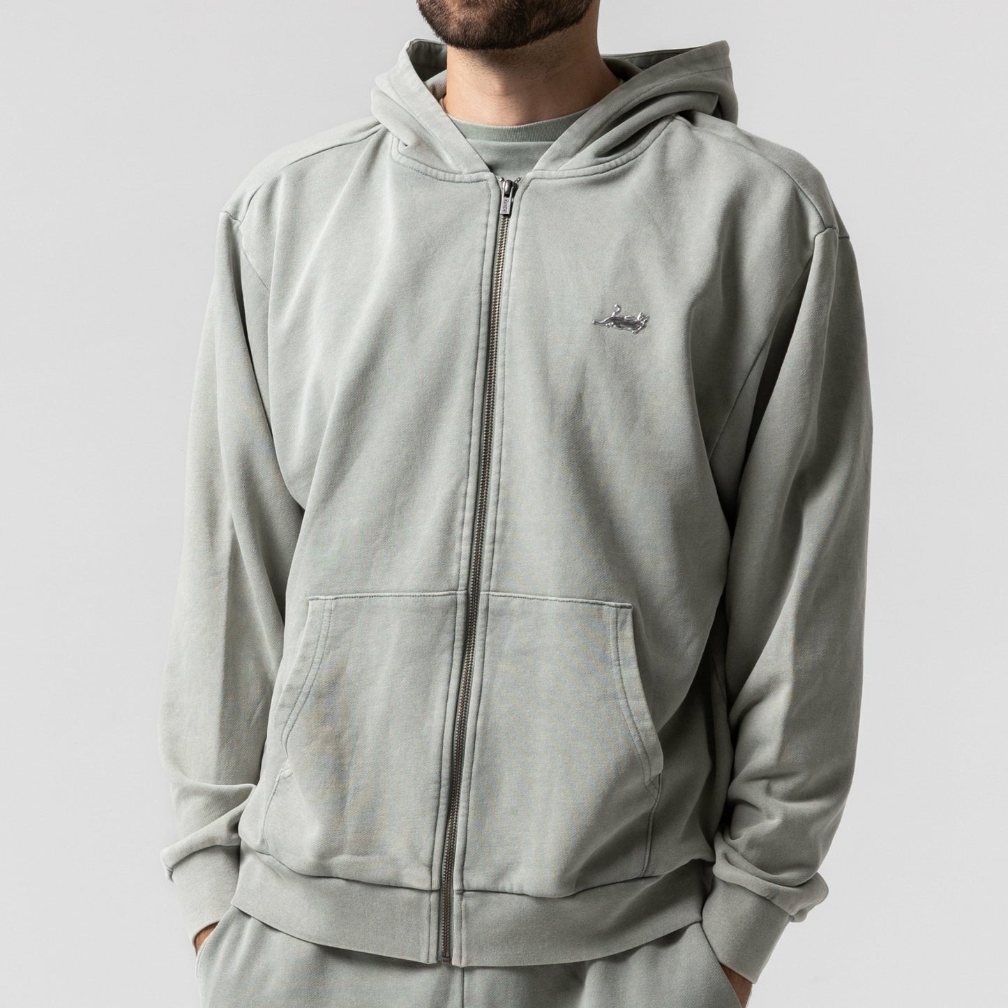 Castanza Zip Up Hoodie (Sage Vintage Wash) - Ripndip