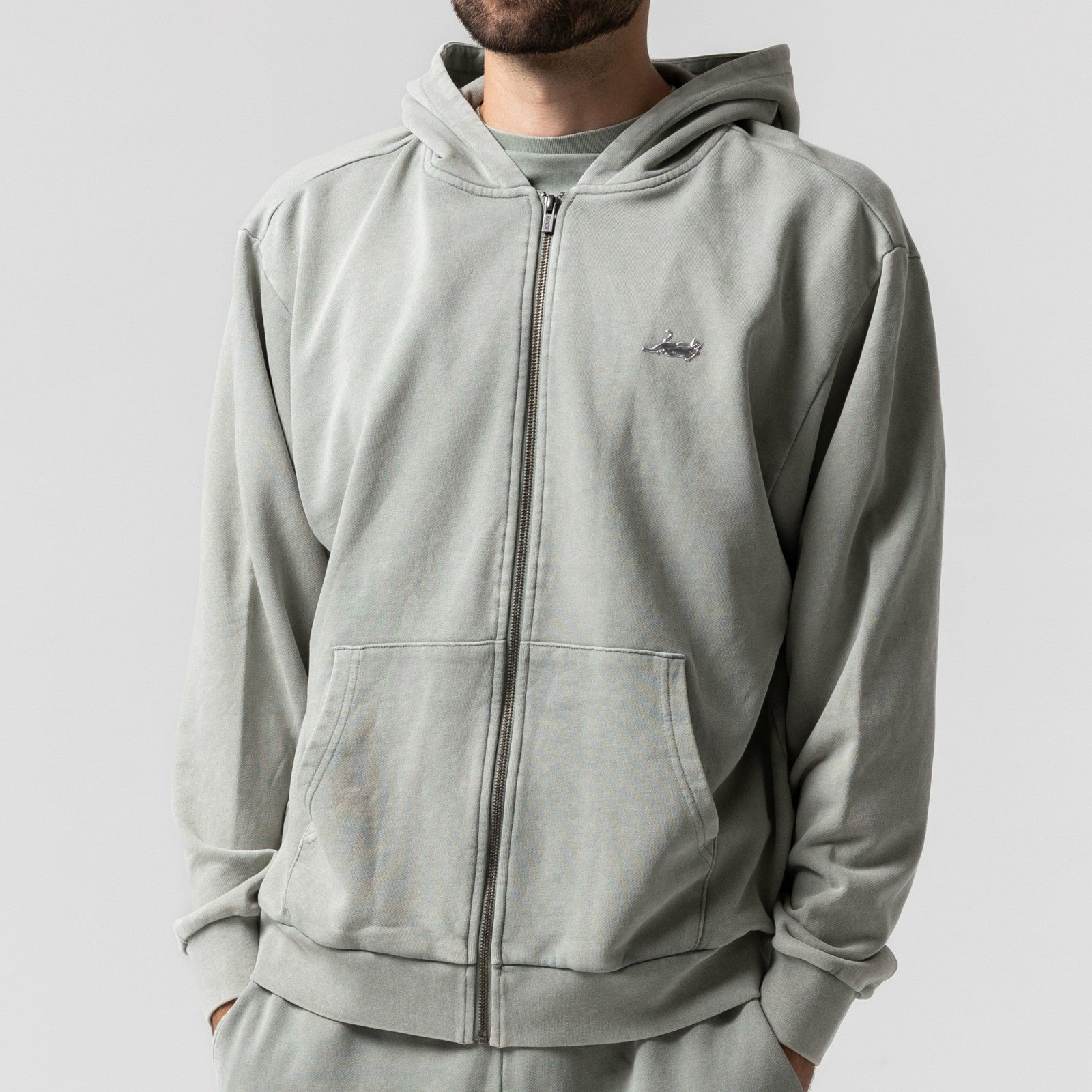 Castanza Zip Up Hoodie (Sage Vintage Wash) - Ripndip