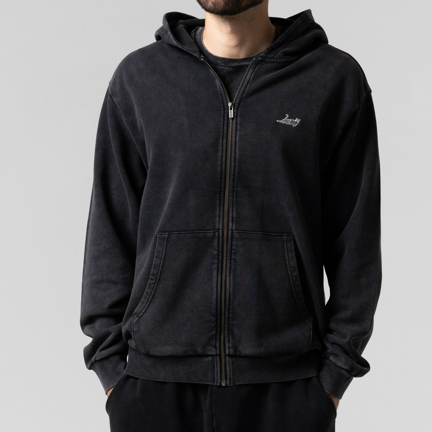 Castanza Zip Up Hoodie (Black Vintage Wash) - Ripndip