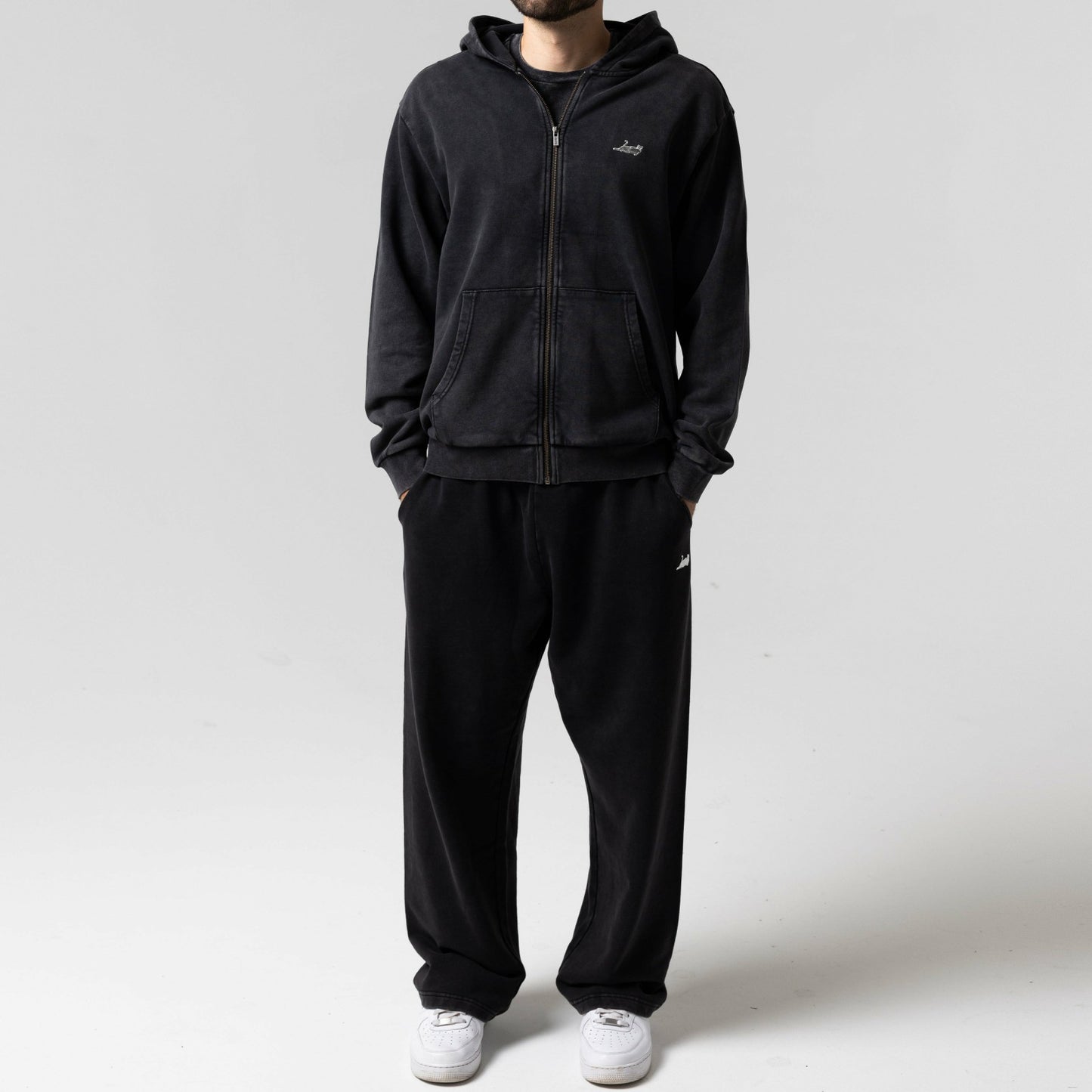 Castanza Zip Up Hoodie (Black Vintage Wash) - Ripndip