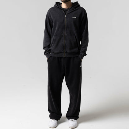 Castanza Zip Up Hoodie (Black Vintage Wash) - Ripndip