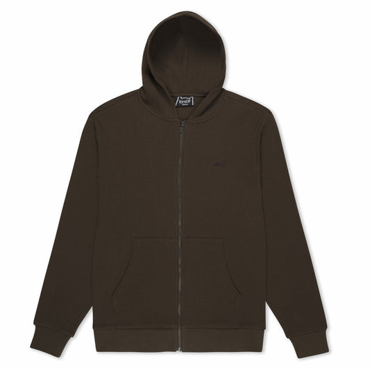 Castanza Waffle Knit Zip Up Hoodie (Brown) - Ripndip