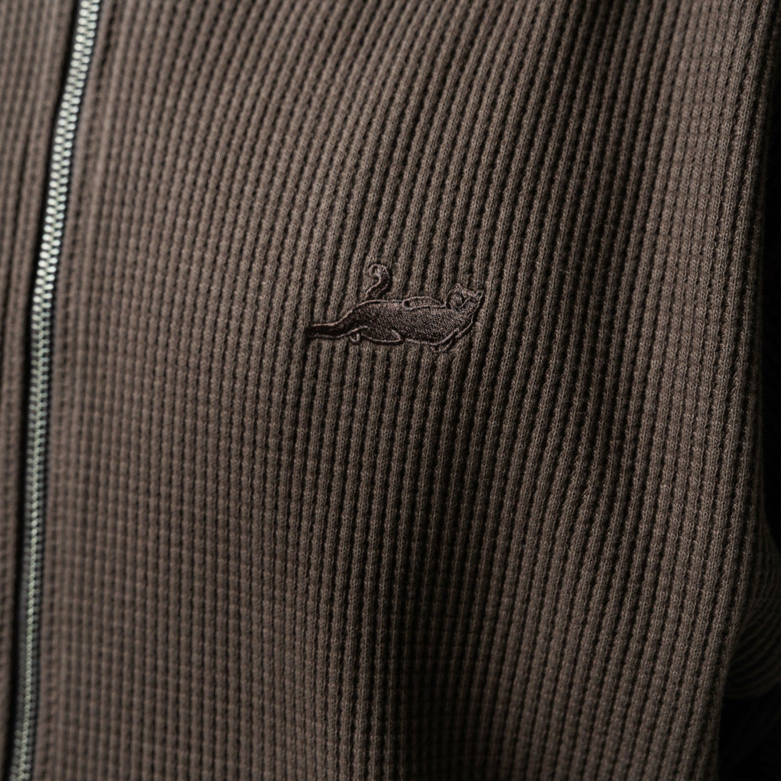 Castanza Waffle Knit Zip Up Hoodie (Brown) - Ripndip