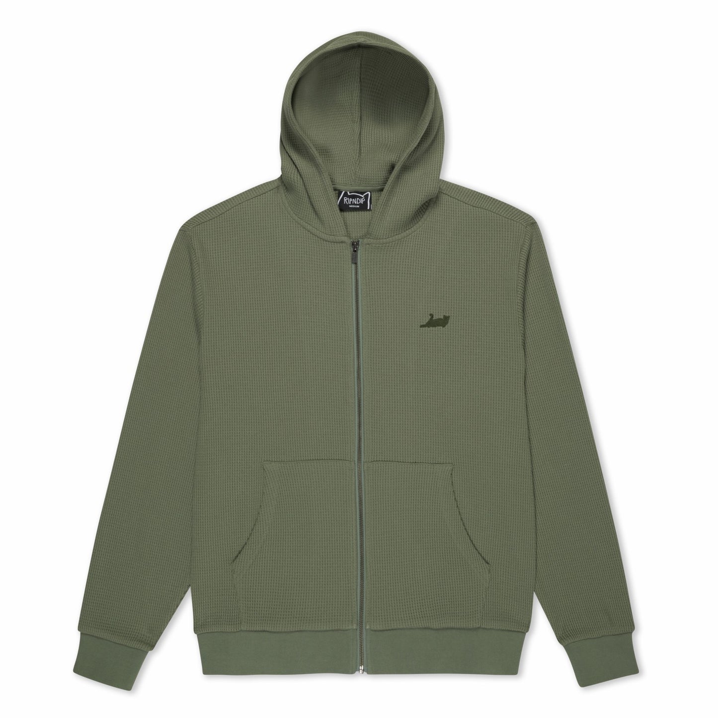 Castanza Waffle Knit Zip Up Hoodie (Olive) - Ripndip