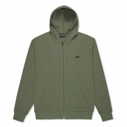 Castanza Waffle Knit Zip Up Hoodie (Olive) - Ripndip