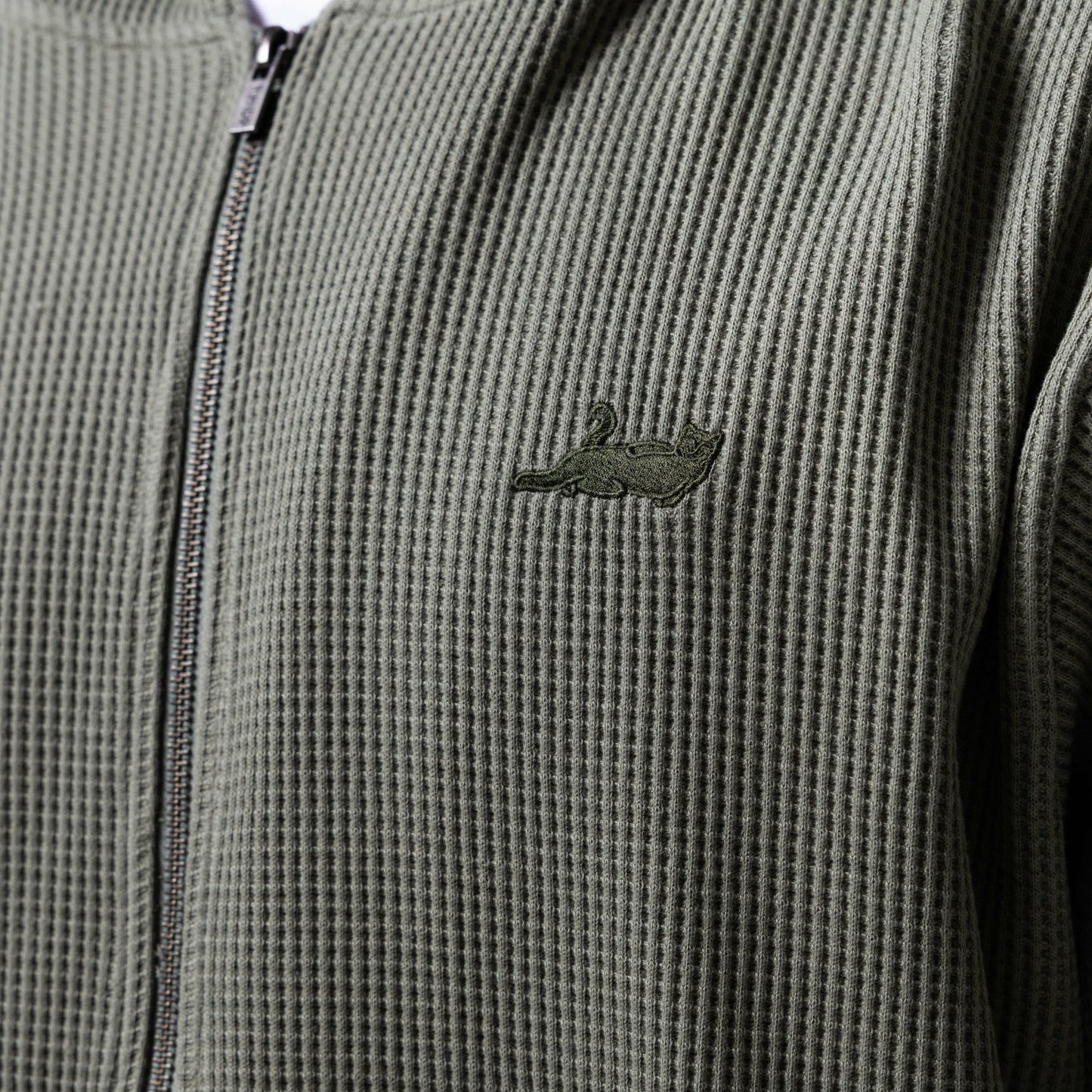 Castanza Waffle Knit Zip Up Hoodie (Olive) - Ripndip