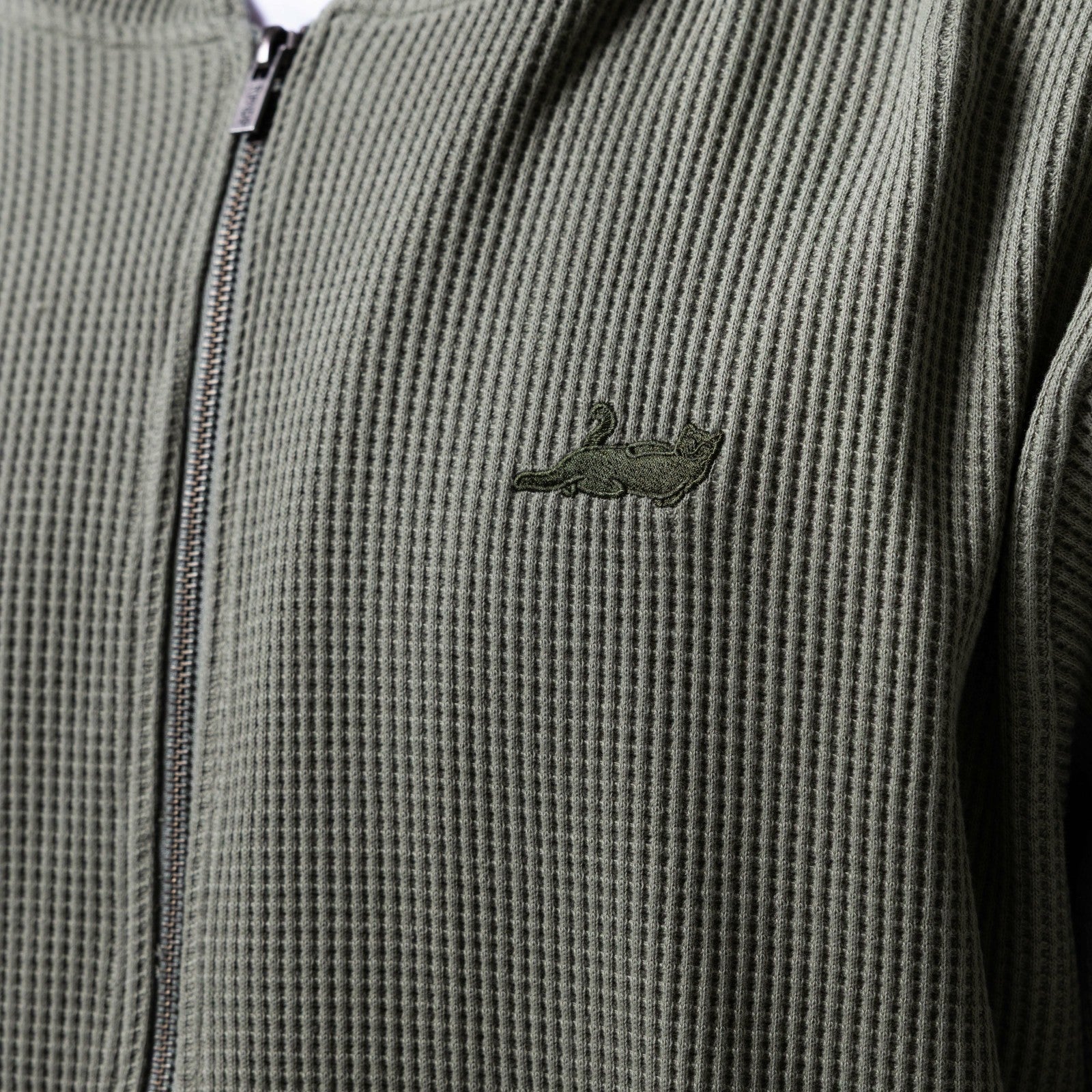 Castanza Waffle Knit Zip Up Hoodie (Olive) - Ripndip