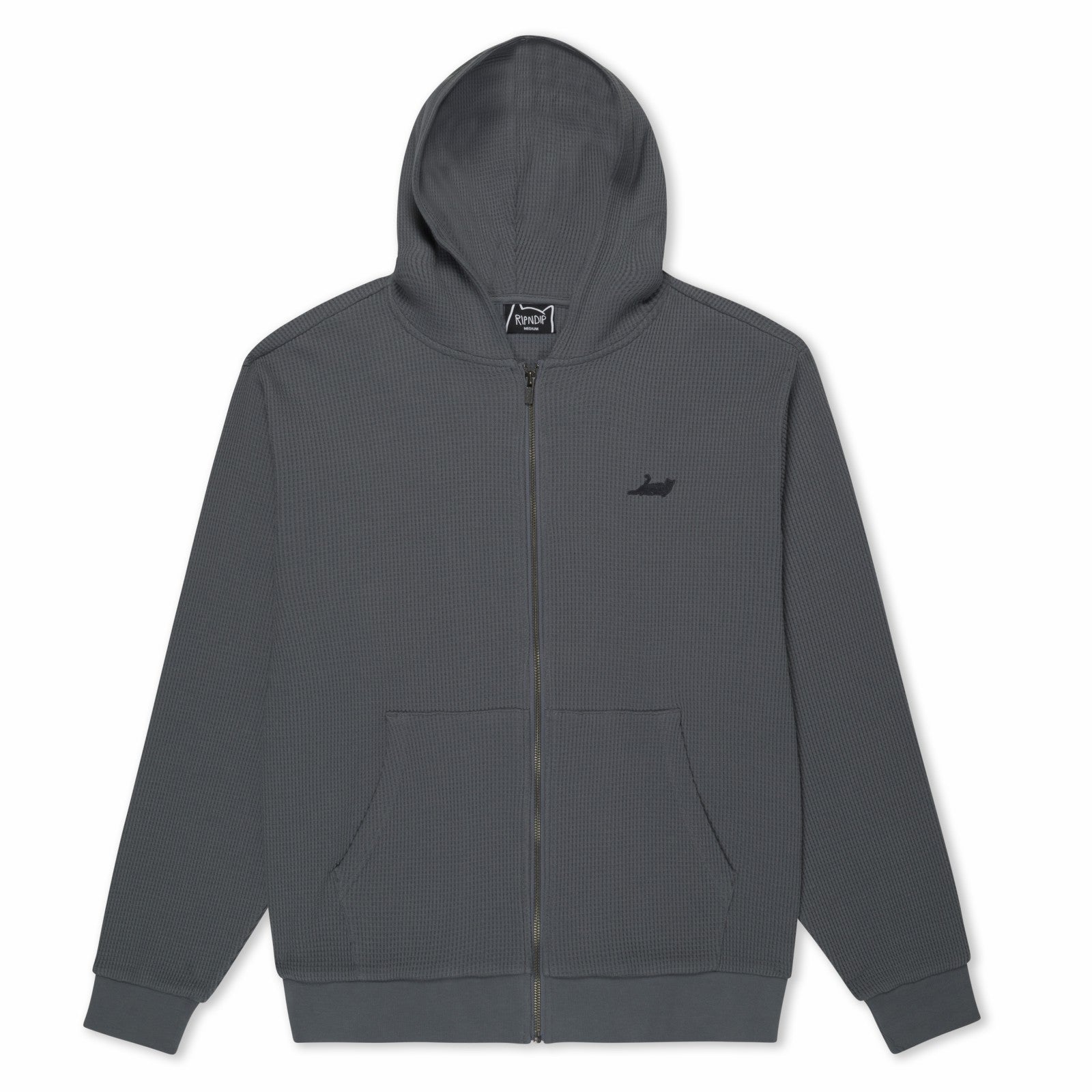 Castanza Waffle Knit Zip Up Hoodie (Charcoal) - Ripndip