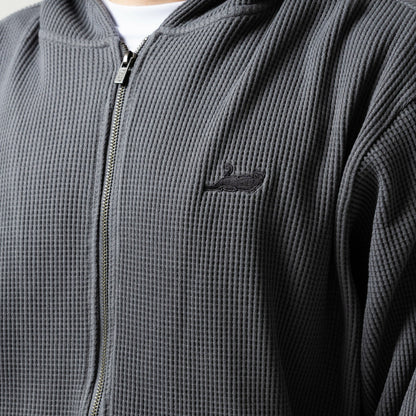 Castanza Waffle Knit Zip Up Hoodie (Charcoal) - Ripndip