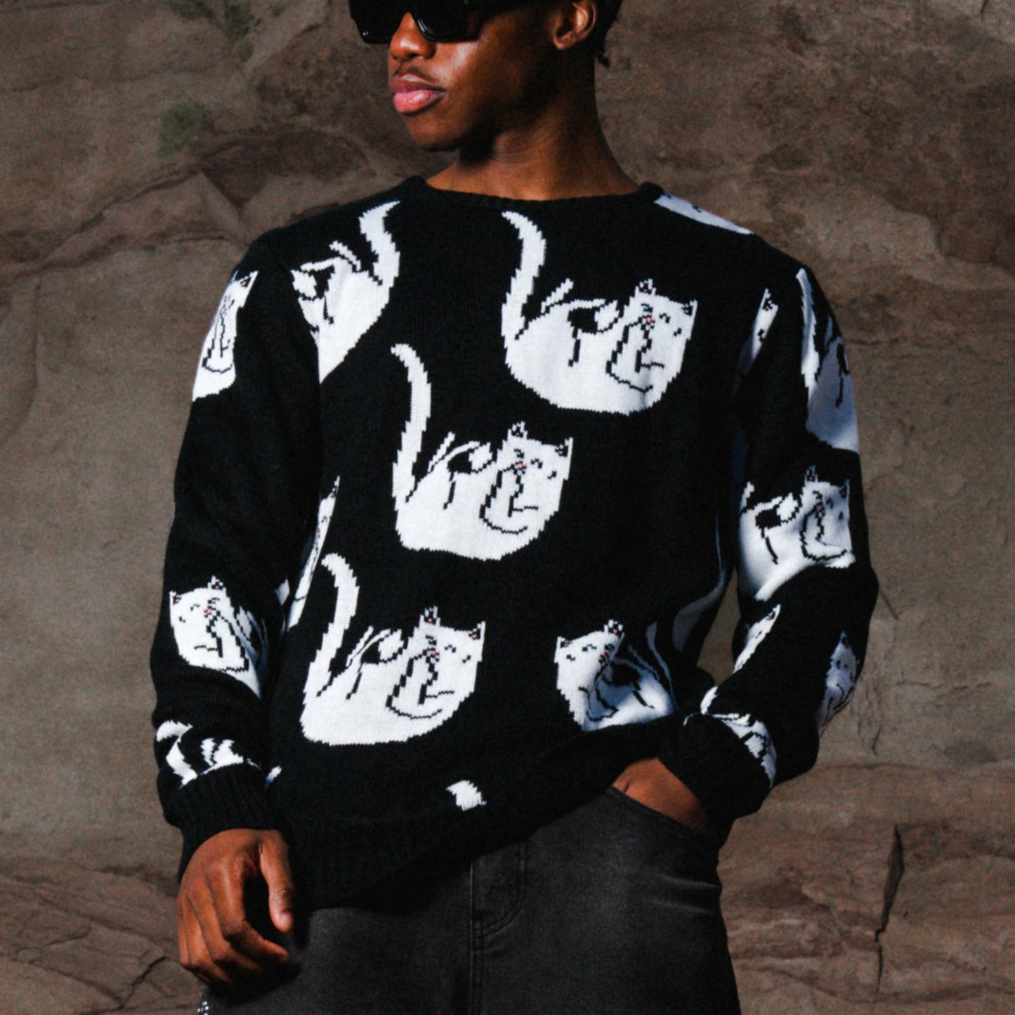 Falling For Nermal Knit Sweater (Black) - Ripndip