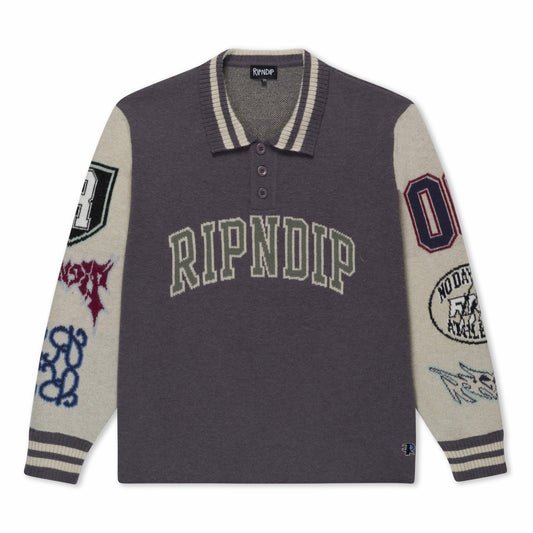 Run It Up Knit Sweater (Charoal / Cream) - Ripndip