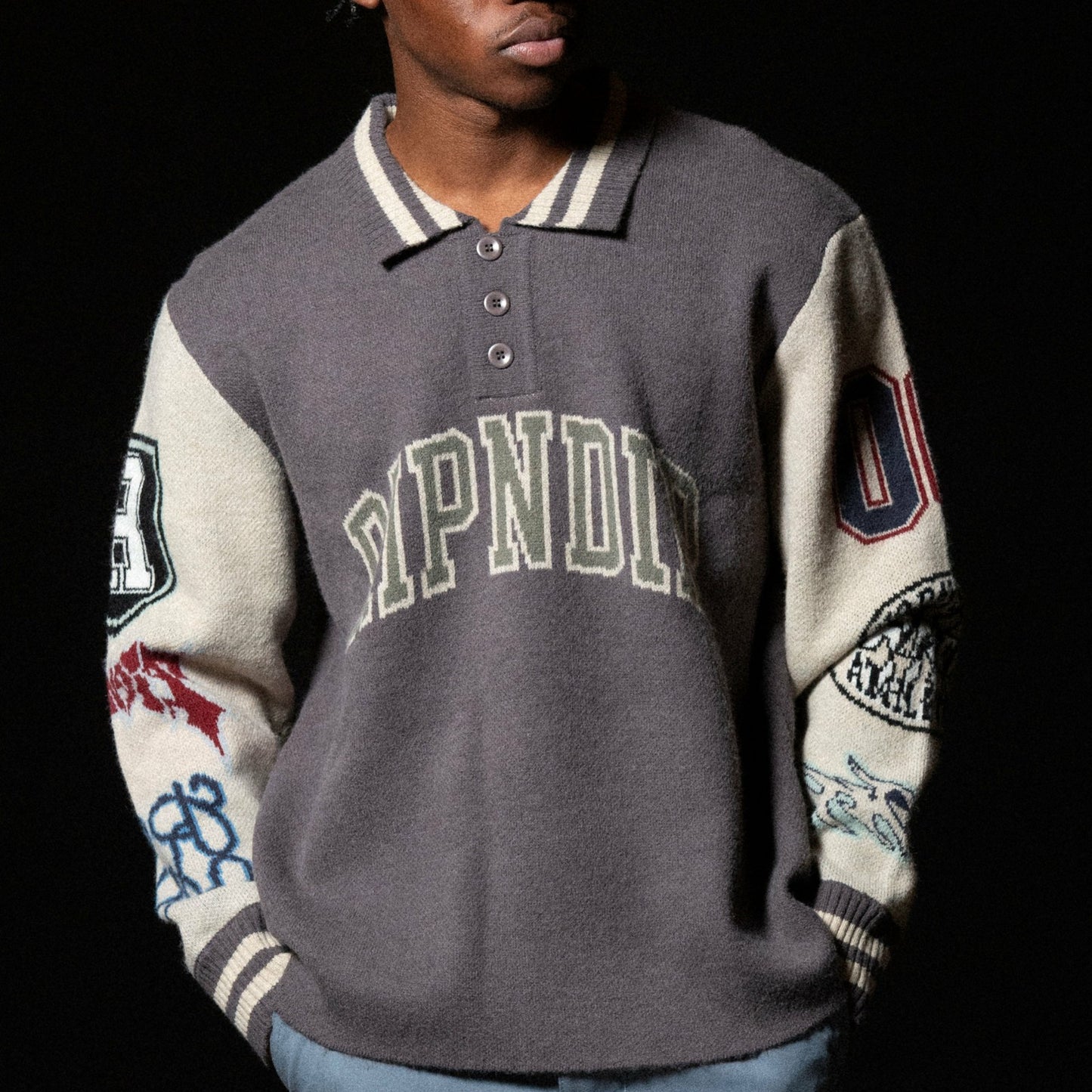 Run It Up Knit Sweater (Charoal / Cream) - Ripndip