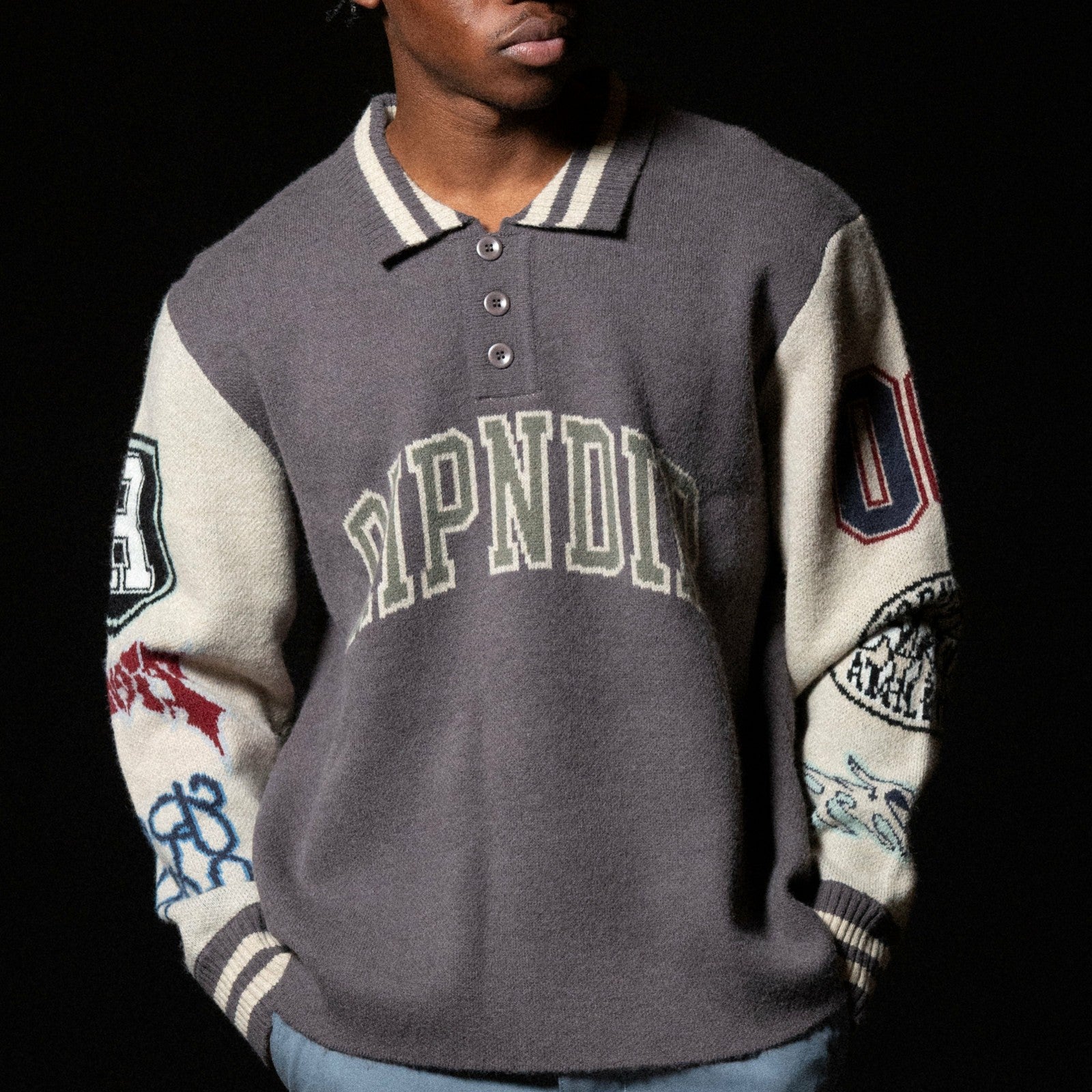 Run It Up Knit Sweater (Charoal / Cream) - Ripndip