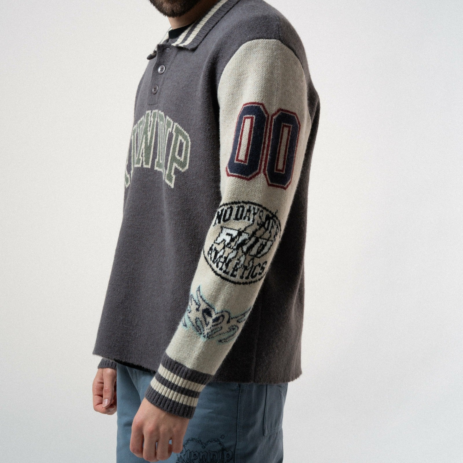 Run It Up Knit Sweater (Charoal / Cream) - Ripndip