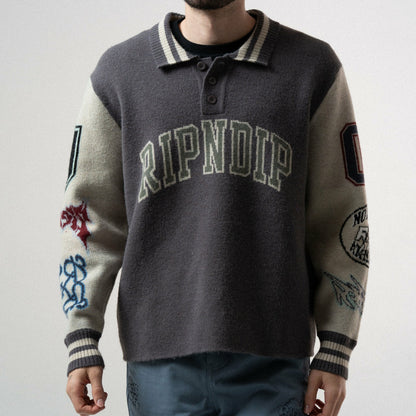 Run It Up Knit Sweater (Charoal / Cream) - Ripndip