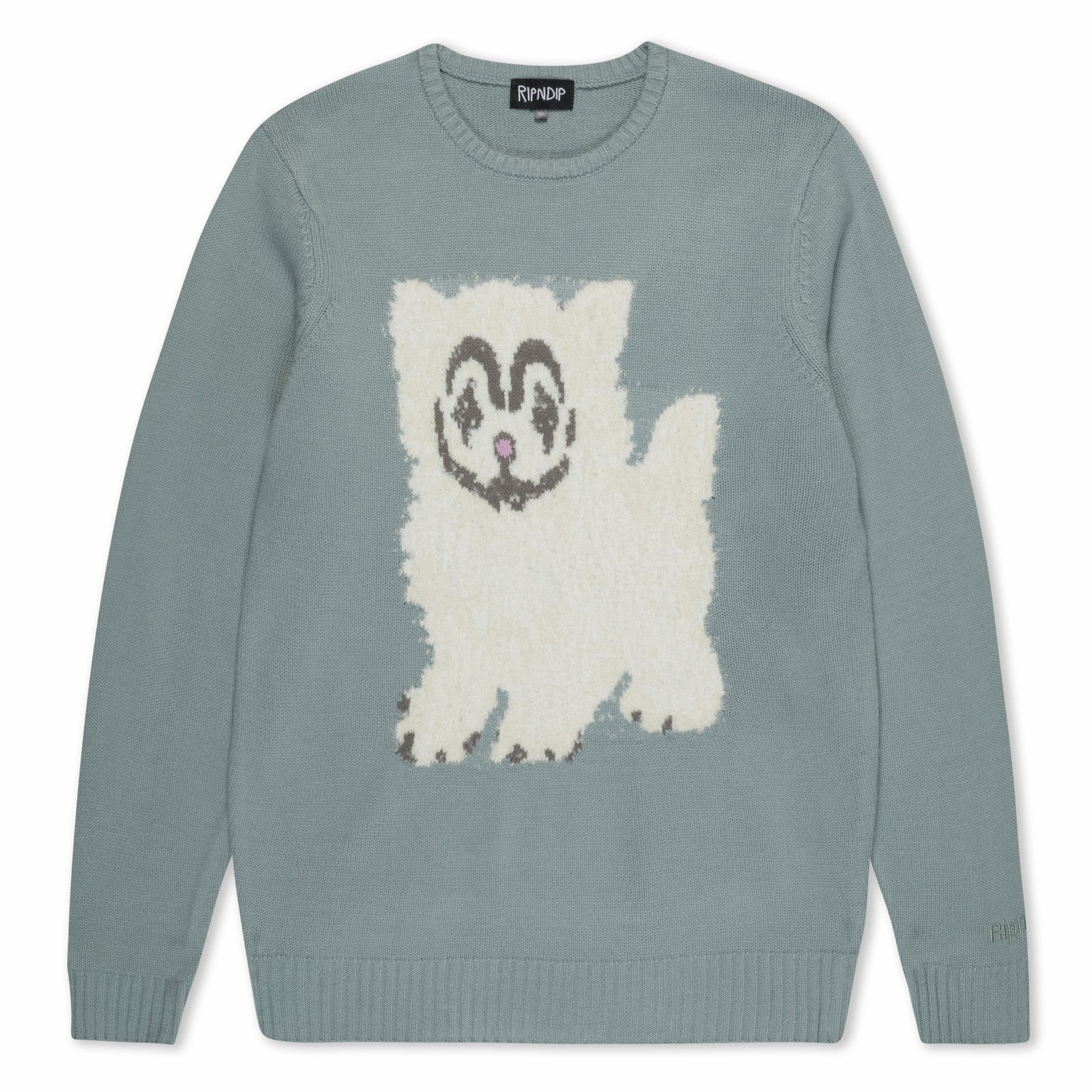 Pet Me Im Cute Knit Sweater (Heather Sage Grey) - Ripndip