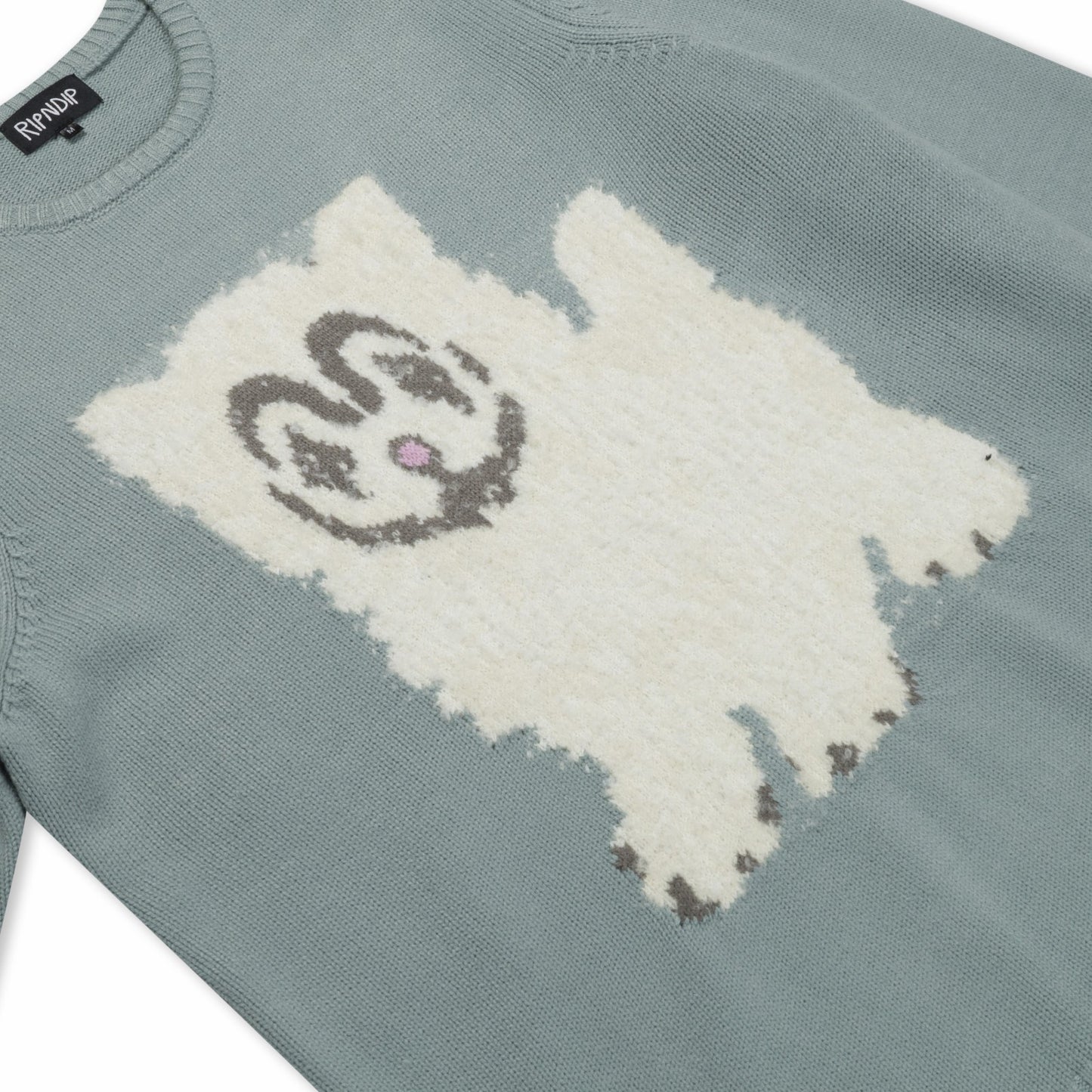 Pet Me Im Cute Knit Sweater (Heather Sage Grey) - Ripndip