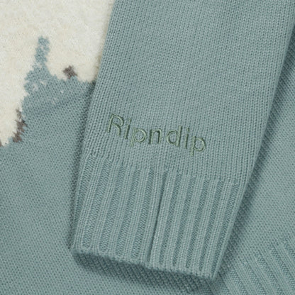Pet Me Im Cute Knit Sweater (Heather Sage Grey) - Ripndip