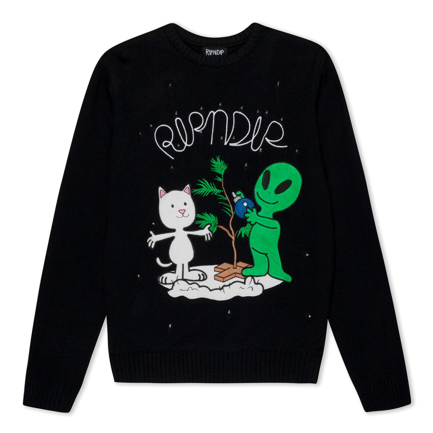 Alien / Nerm Christmas Light Up Knit Sweater (Black) - Ripndip