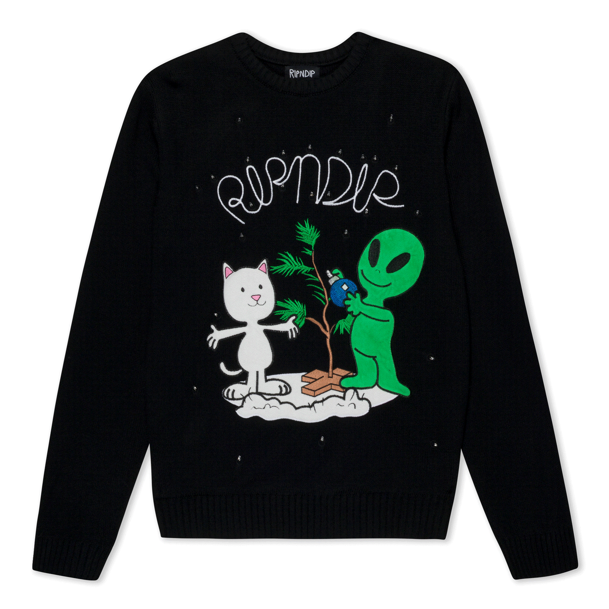 Alien / Nerm Christmas Light Up Knit Sweater (Black) - Ripndip