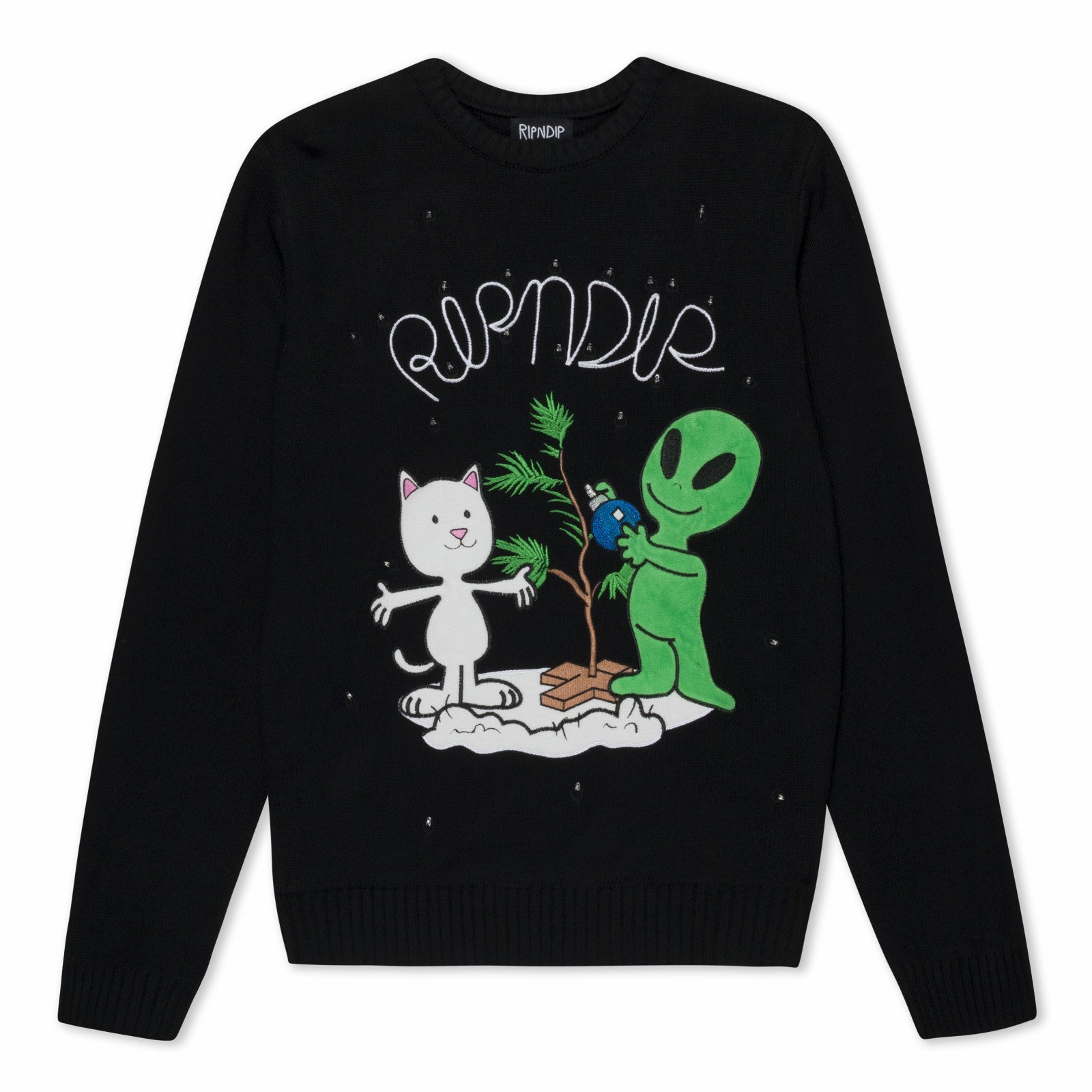 Alien / Nerm Christmas Light Up Knit Sweater (Black) - Ripndip