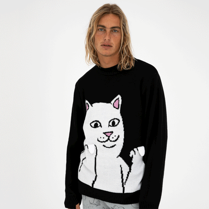 Lord Nermal Flippy Knitty Sweater (Black) - Ripndip