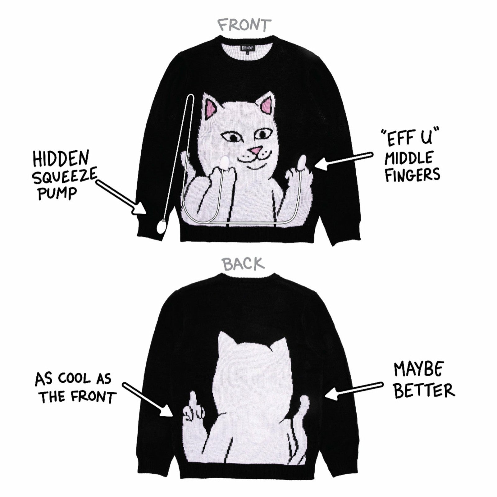 Lord Nermal Flippy Knitty Sweater (Black) - Ripndip