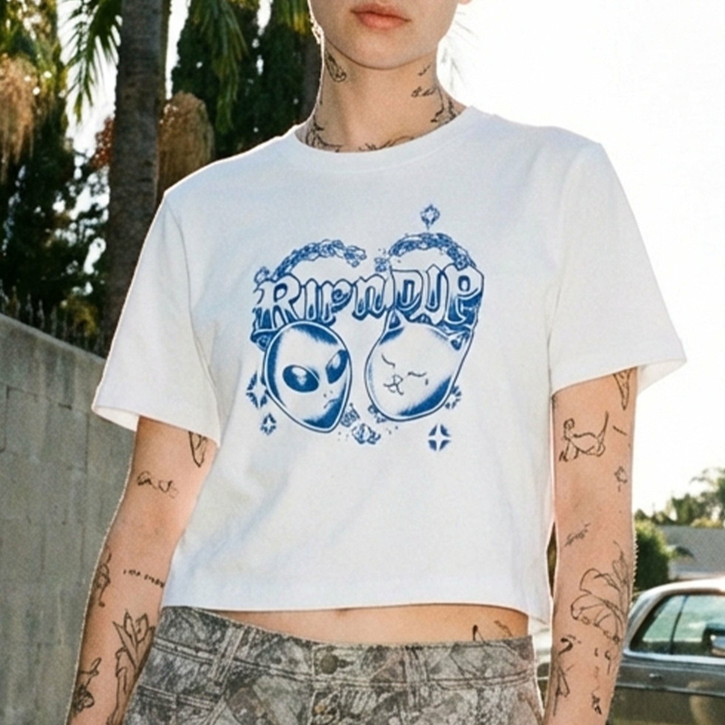 Kali Cropped Baby Tee (White) - Ripndip